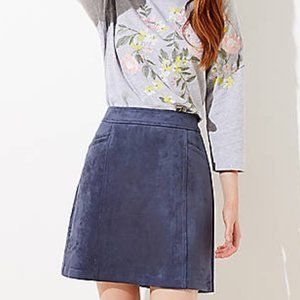 Ann Taylor Loft Faux Suede Shift Skirt Indigo Fog